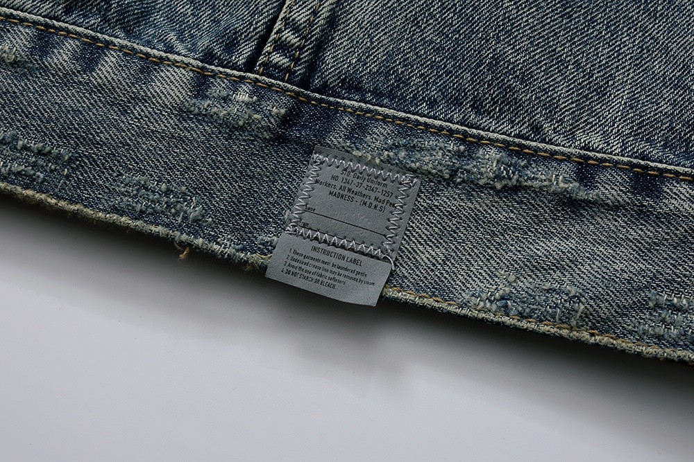 721#MADNESS 水洗破坏拉链牛仔外套 夹克 长袖 外套 秋冬 男女同款 蓝色