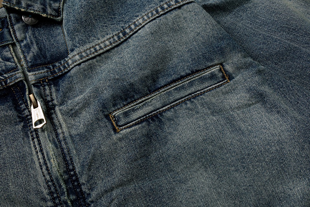 721#MADNESS 水洗破坏拉链牛仔外套 夹克 长袖 外套 秋冬 男女同款 蓝色