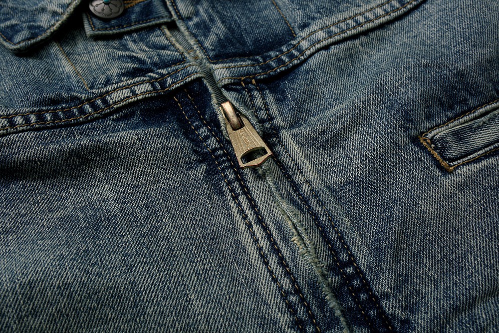 721#MADNESS 水洗破坏拉链牛仔外套 夹克 长袖 外套 秋冬 男女同款 蓝色