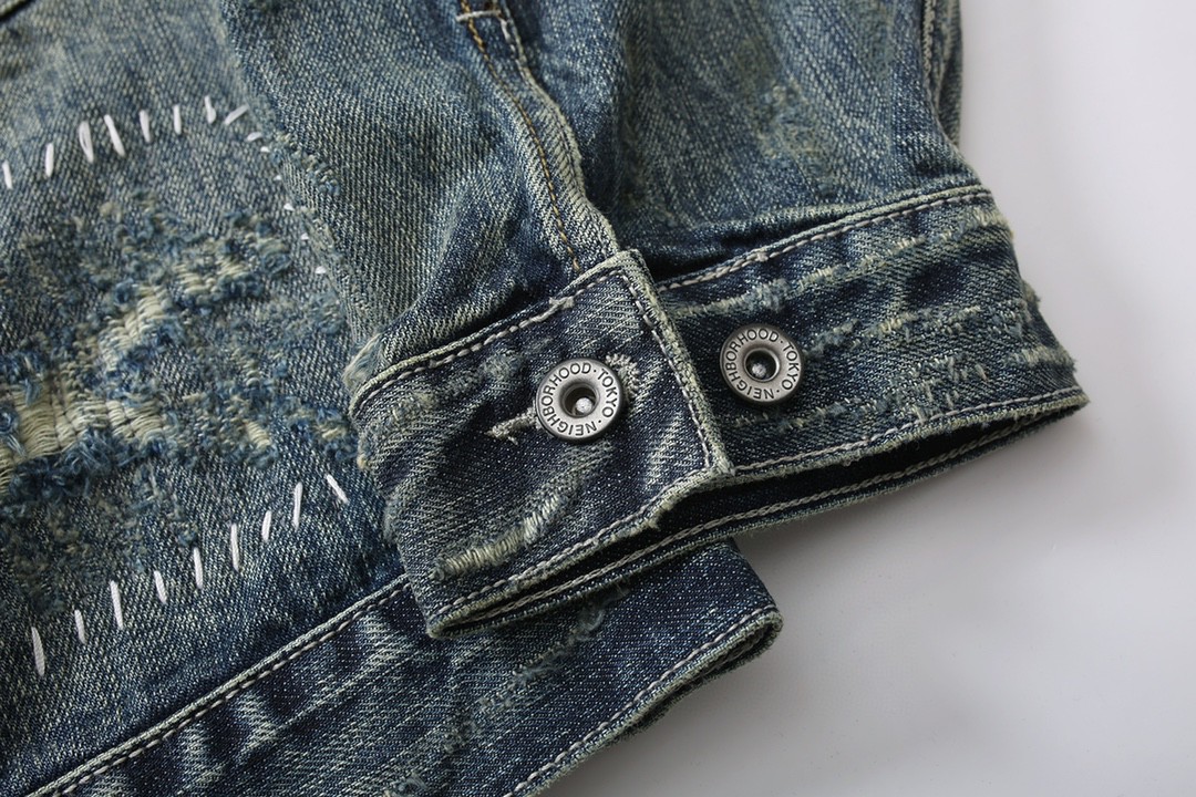 711#MADNESS 破坏水洗牛仔外套 夹克 长袖 外套 秋冬 男女同款 蓝色