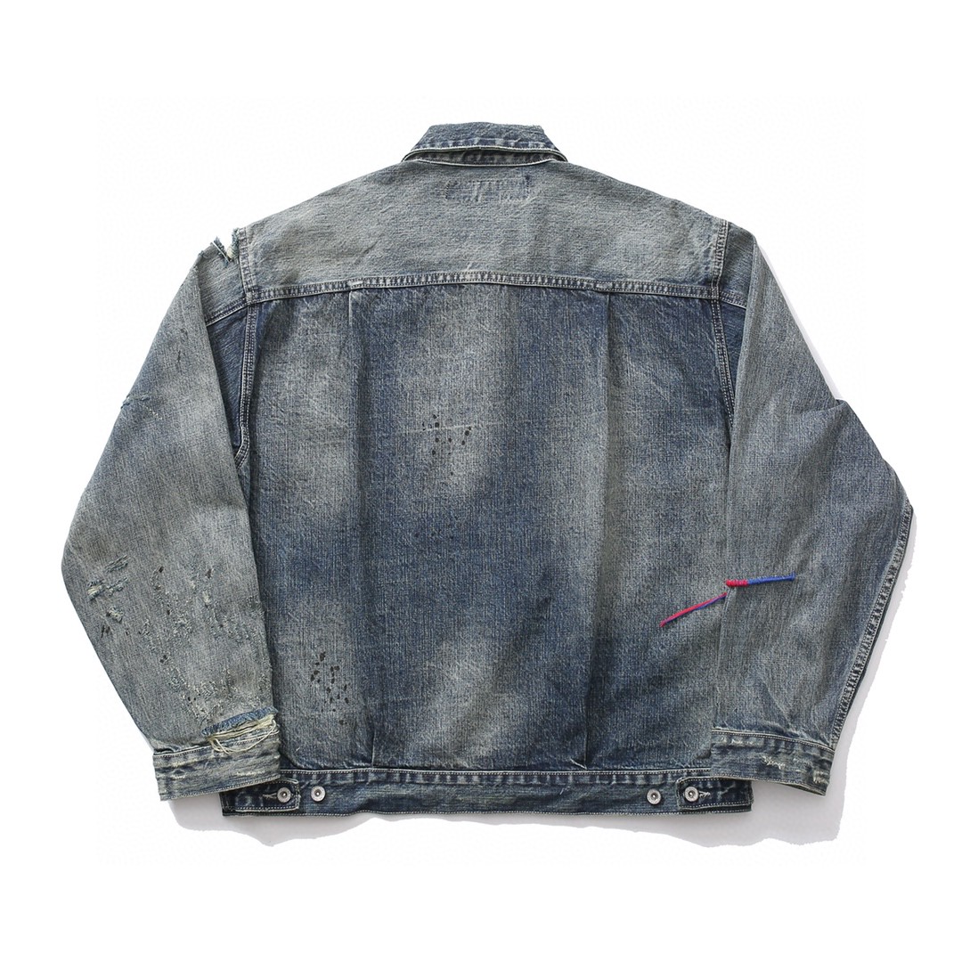 711#MADNESS 破坏水洗牛仔外套 夹克 长袖 外套 秋冬 男女同款 蓝色