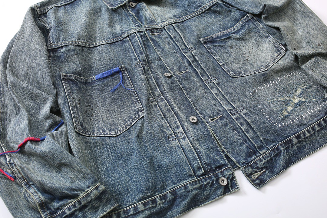 711#MADNESS 破坏水洗牛仔外套 夹克 长袖 外套 秋冬 男女同款 蓝色