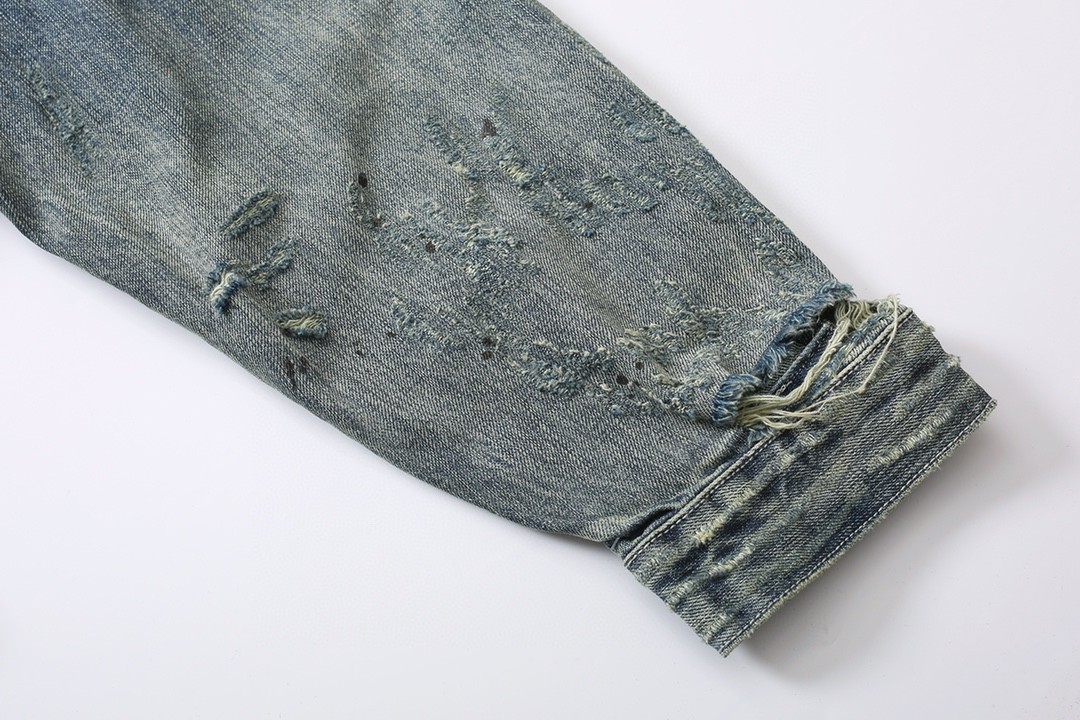 711#MADNESS 破坏水洗牛仔外套 夹克 长袖 外套 秋冬 男女同款 蓝色