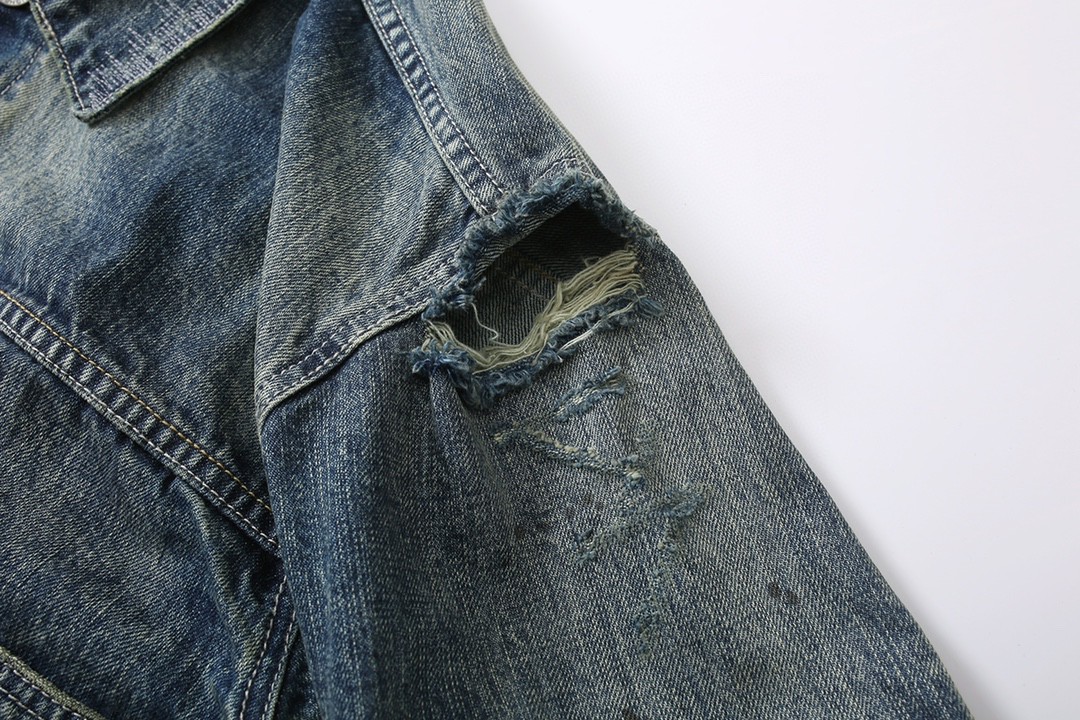 711#MADNESS 破坏水洗牛仔外套 夹克 长袖 外套 秋冬 男女同款 蓝色