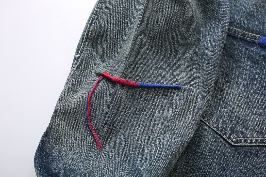 711#MADNESS 破坏水洗牛仔外套 夹克 长袖 外套 秋冬 男女同款 蓝色