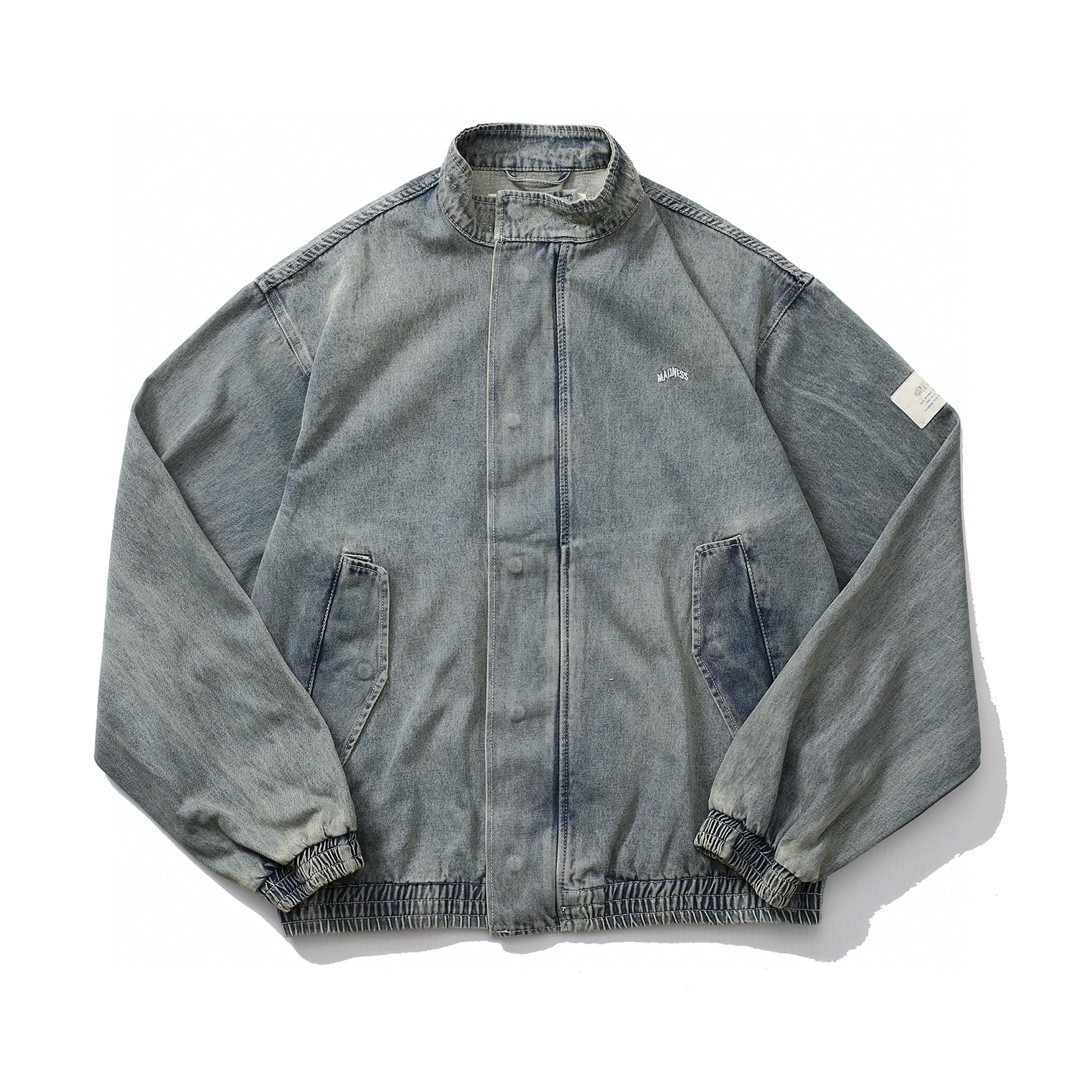 717#MADNESS 水洗做旧拉链夹克 牛仔外套 长袖 外套 秋冬 男女同款 蓝色