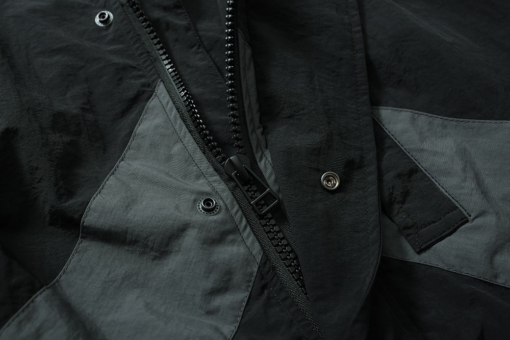 714#MADNESS 拼色宽松风衣 夹克 长袖 外套 秋冬 男女同款 灰色 黑色