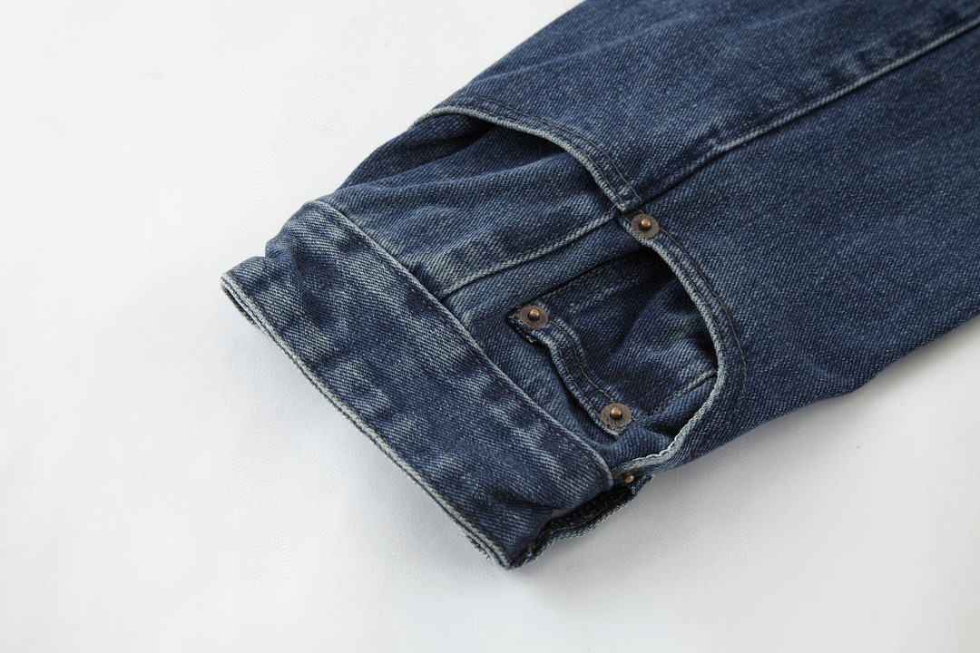 Balenciaga 巴黎世家 做旧裤型单排扣口袋翻领牛仔外套 牛仔衣 夹克 秋冬 蓝色 767943TNW654445