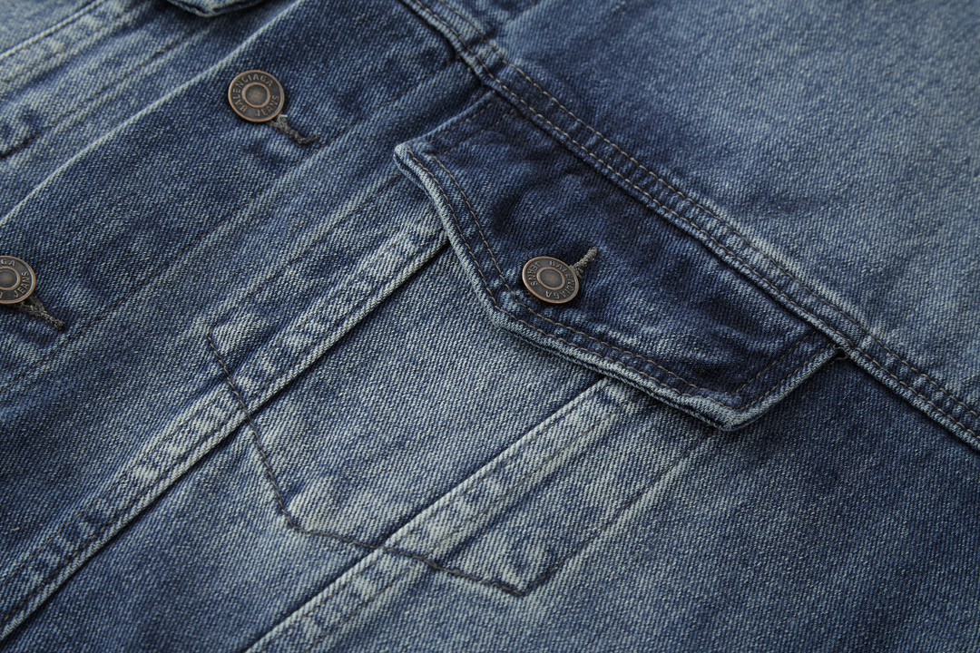 Balenciaga 巴黎世家 做旧裤型单排扣口袋翻领牛仔外套 牛仔衣 夹克 秋冬 蓝色 767943TNW654445