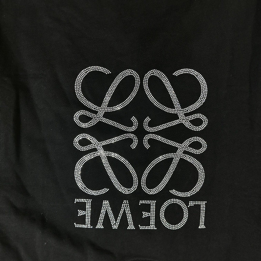 Loewe 罗意威 纯色水钻字母印花卫衣 圆领 长袖 秋冬 黑色