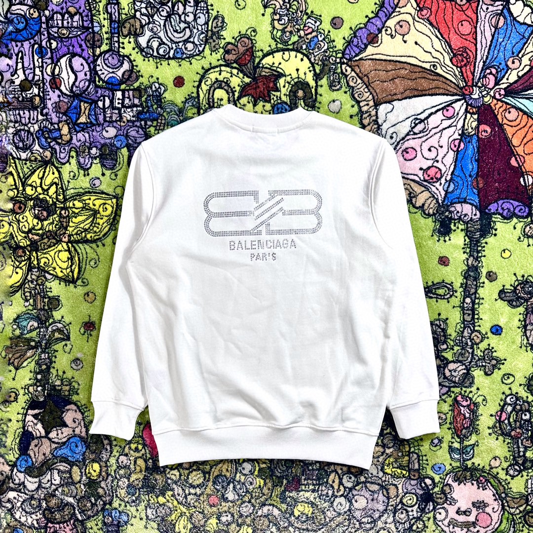 Loewe 罗意威 纯色水钻字母印花卫衣 圆领 长袖 秋冬 白色