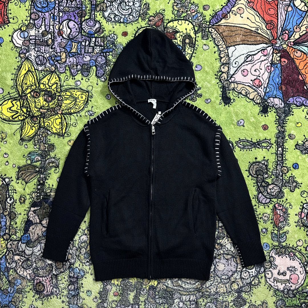 Loewe 罗意威 纯色明线拉链毛衣 开衫 秋冬 黑色 