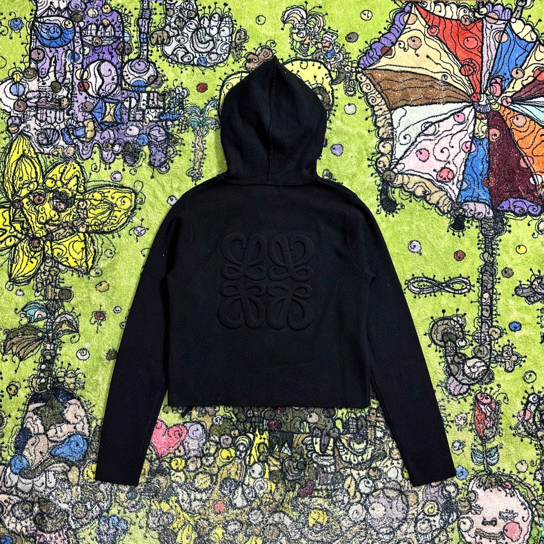 Loewe 罗意威 纯色后背浮雕抽绳连帽卫衣 开衫 短款 秋冬 黑色 S359Y16K42-2100