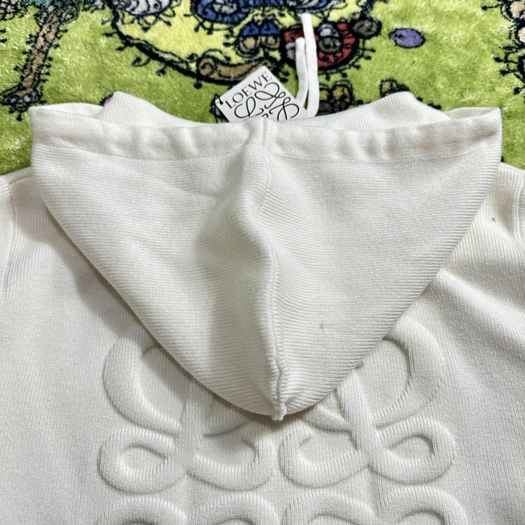 Loewe 罗意威 纯色后背浮雕抽绳连帽卫衣 开衫 短款 秋冬 白色 S359Y16K42-2100