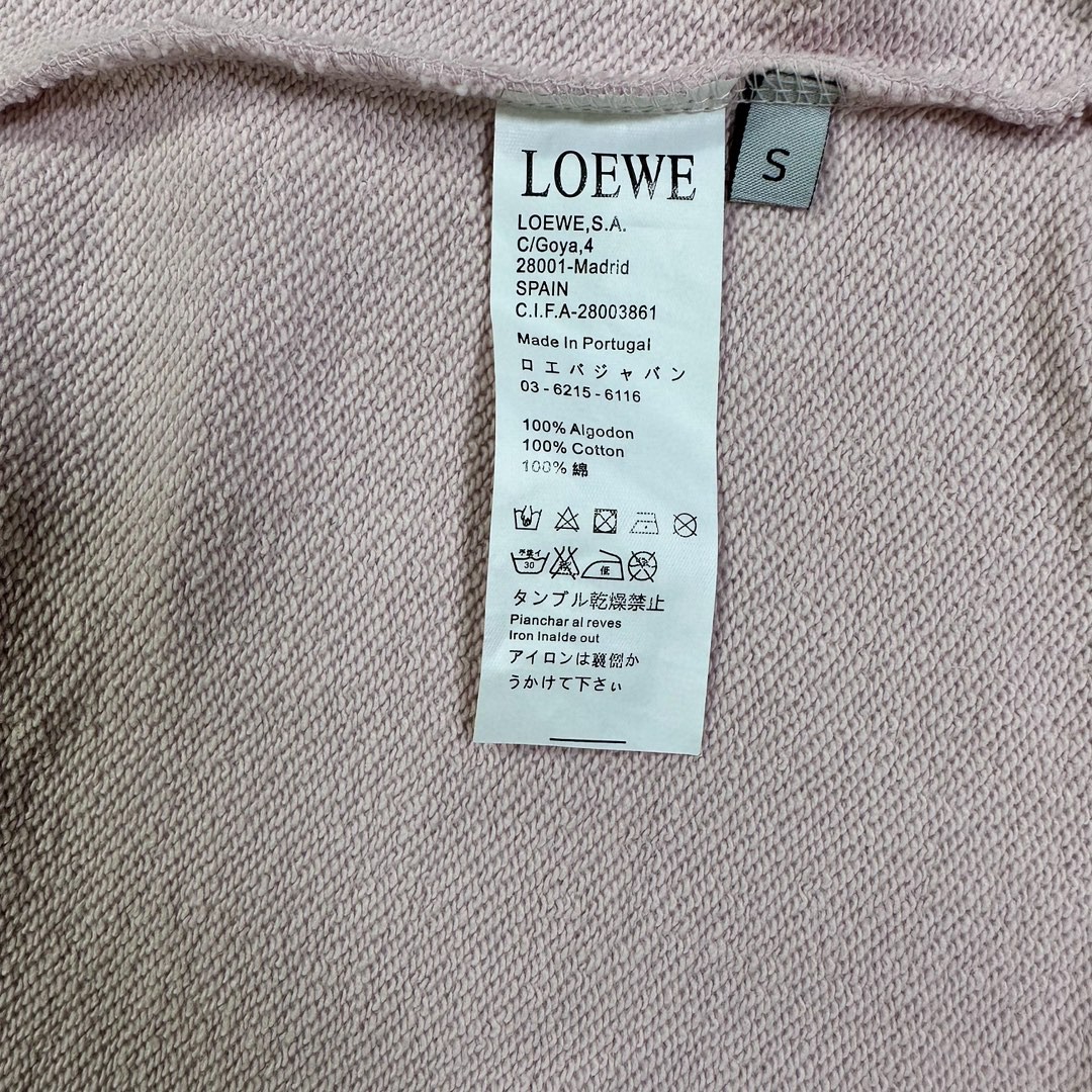 Loewe 罗意威 哈尔的移动城堡 联名款 小火焰刺绣拼皮口袋抽绳连帽卫衣 卫衣 秋冬 粉色 HB44Y24X04-2060