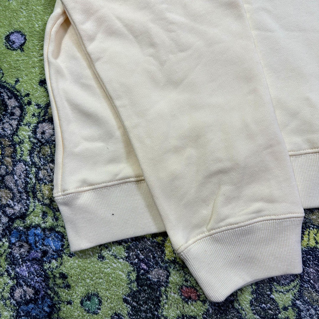 Loewe 罗意威 哈尔的移动城堡 联名款 小火焰刺绣拼皮口袋抽绳连帽卫衣 卫衣 秋冬 米白 HB44Y24X04-2370