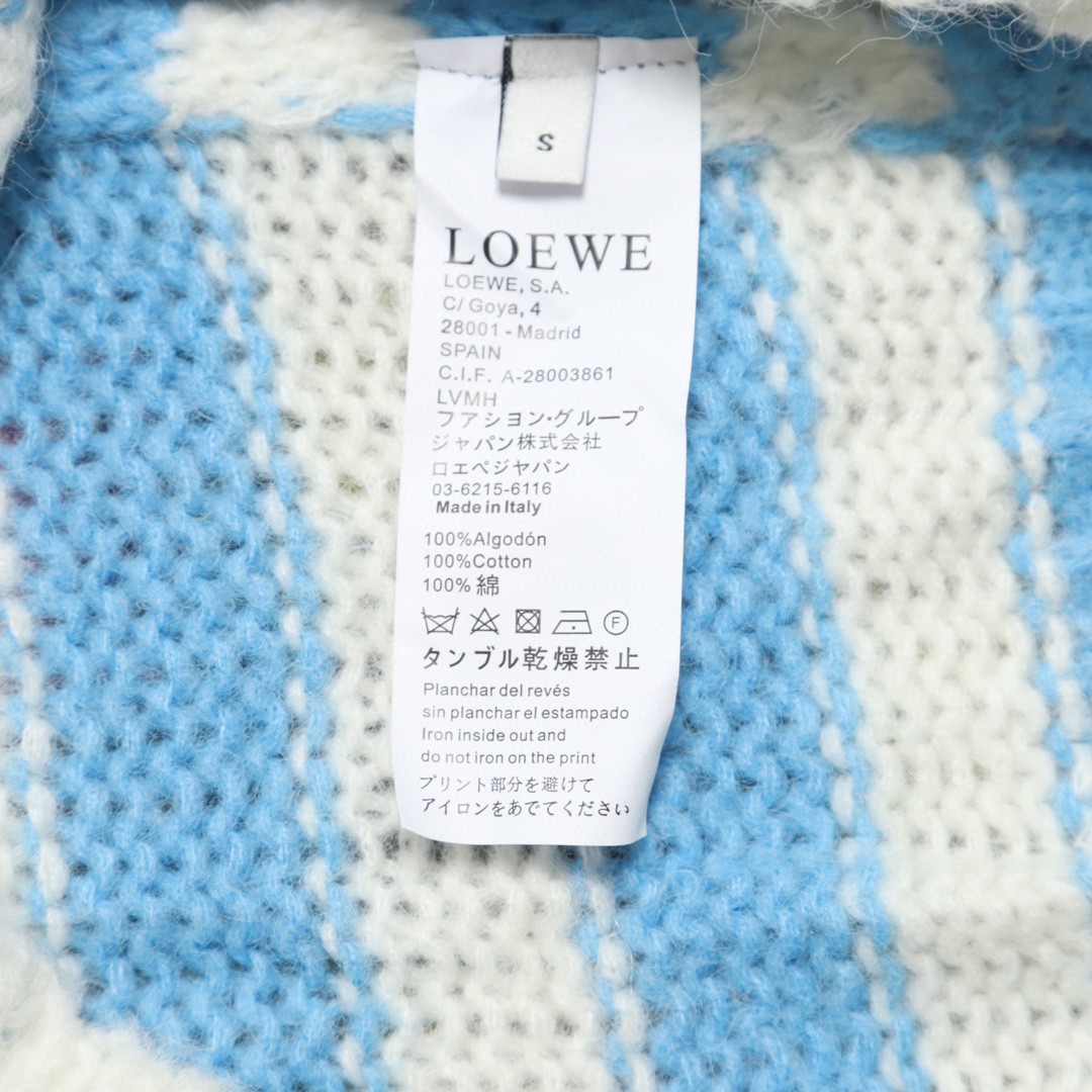 Loewe 罗意威 SS23 条纹编织图案毛衣 圆领 长袖 秋冬 蓝色 S359Y14KCS-2105