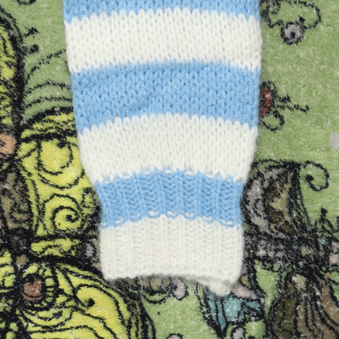 Loewe 罗意威 SS23 条纹编织图案毛衣 圆领 长袖 秋冬 蓝色 S359Y14KCS-2105