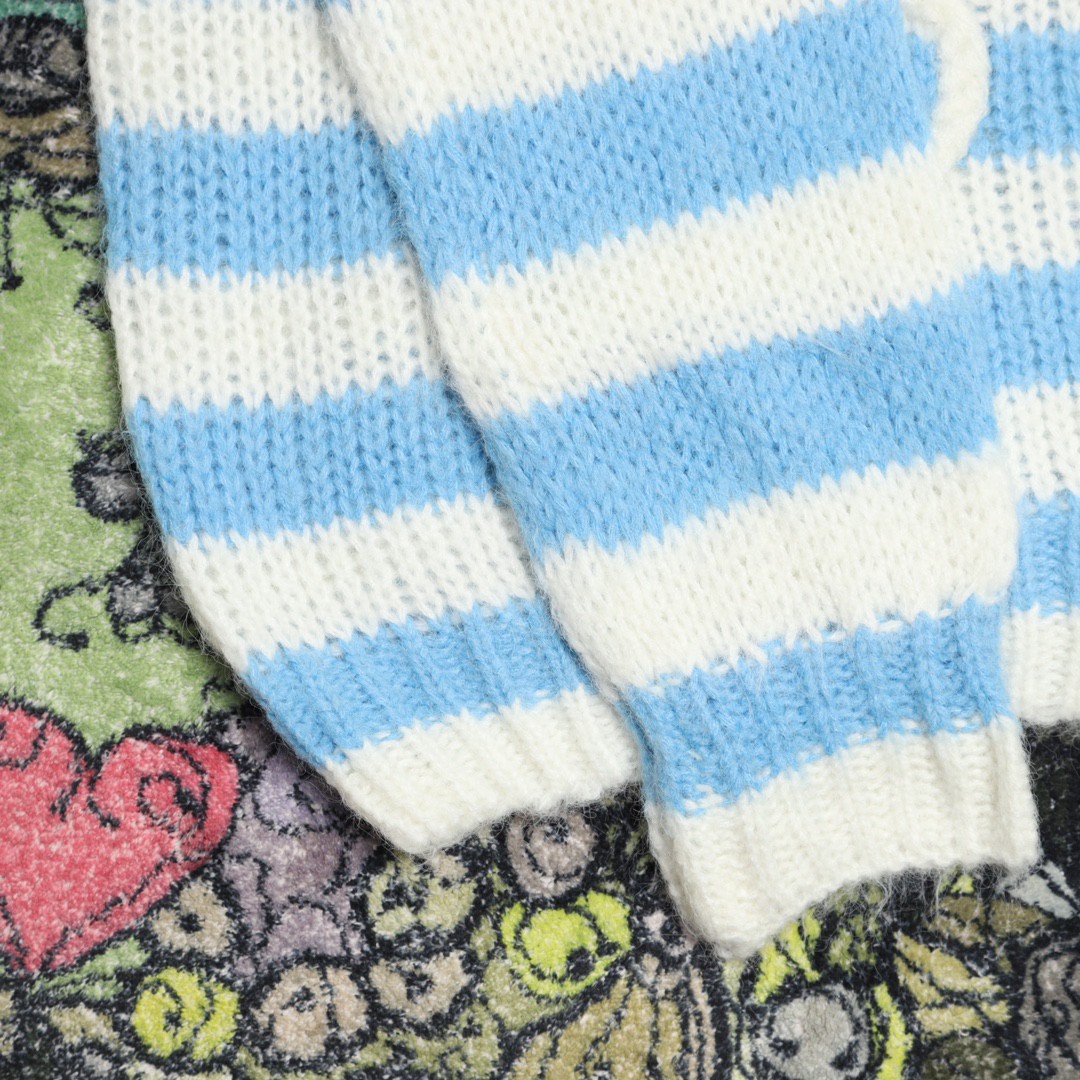 Loewe 罗意威 SS23 条纹编织图案毛衣 圆领 长袖 秋冬 蓝色 S359Y14KCS-2105