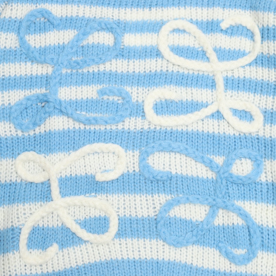 Loewe 罗意威 SS23 条纹编织图案毛衣 圆领 长袖 秋冬 蓝色 S359Y14KCS-2105