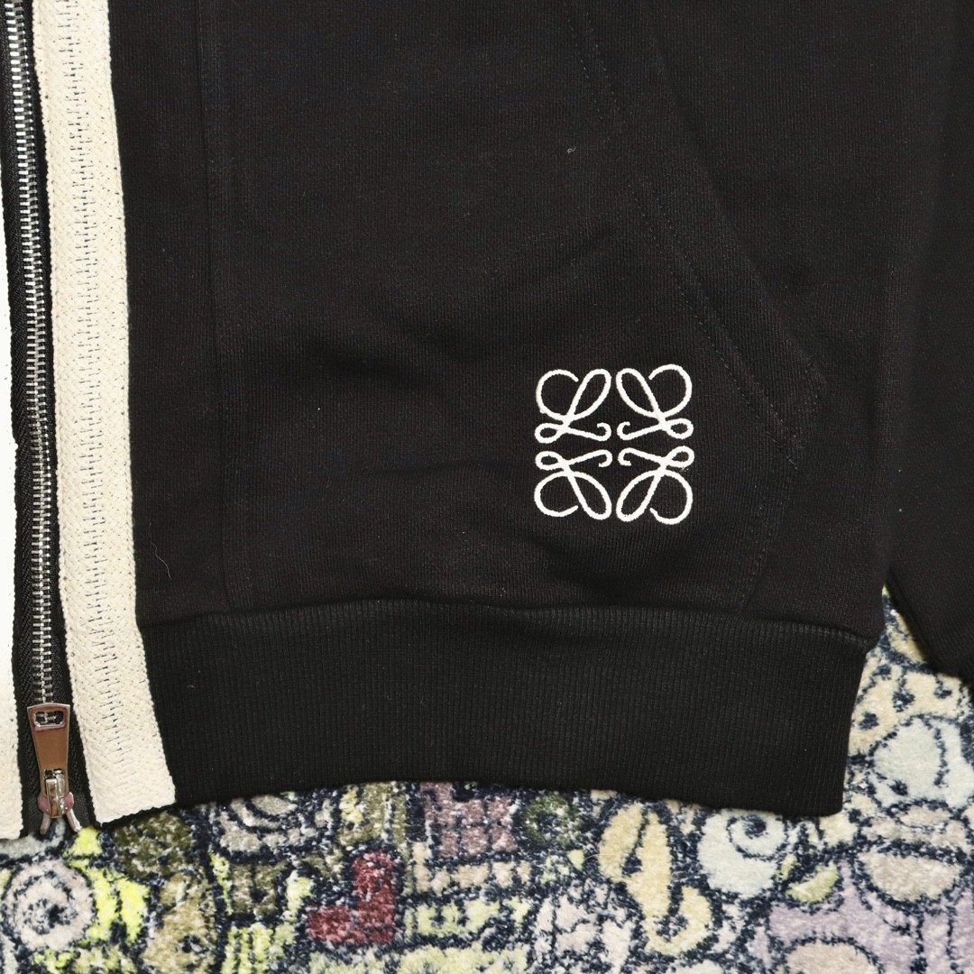 Loewe 罗意威 刺绣图案拉链连帽卫衣 卫衣 秋冬 黑色