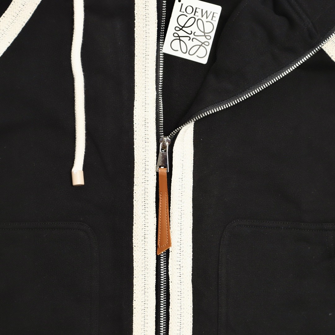Loewe 罗意威 刺绣图案拉链连帽卫衣 卫衣 秋冬 黑色