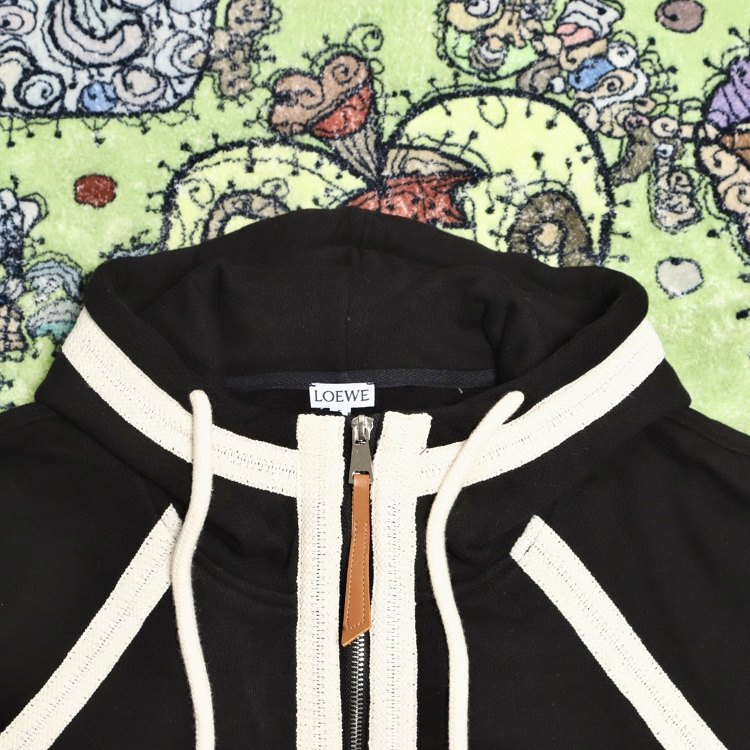 Loewe 罗意威 刺绣图案拉链连帽卫衣 卫衣 秋冬 黑色