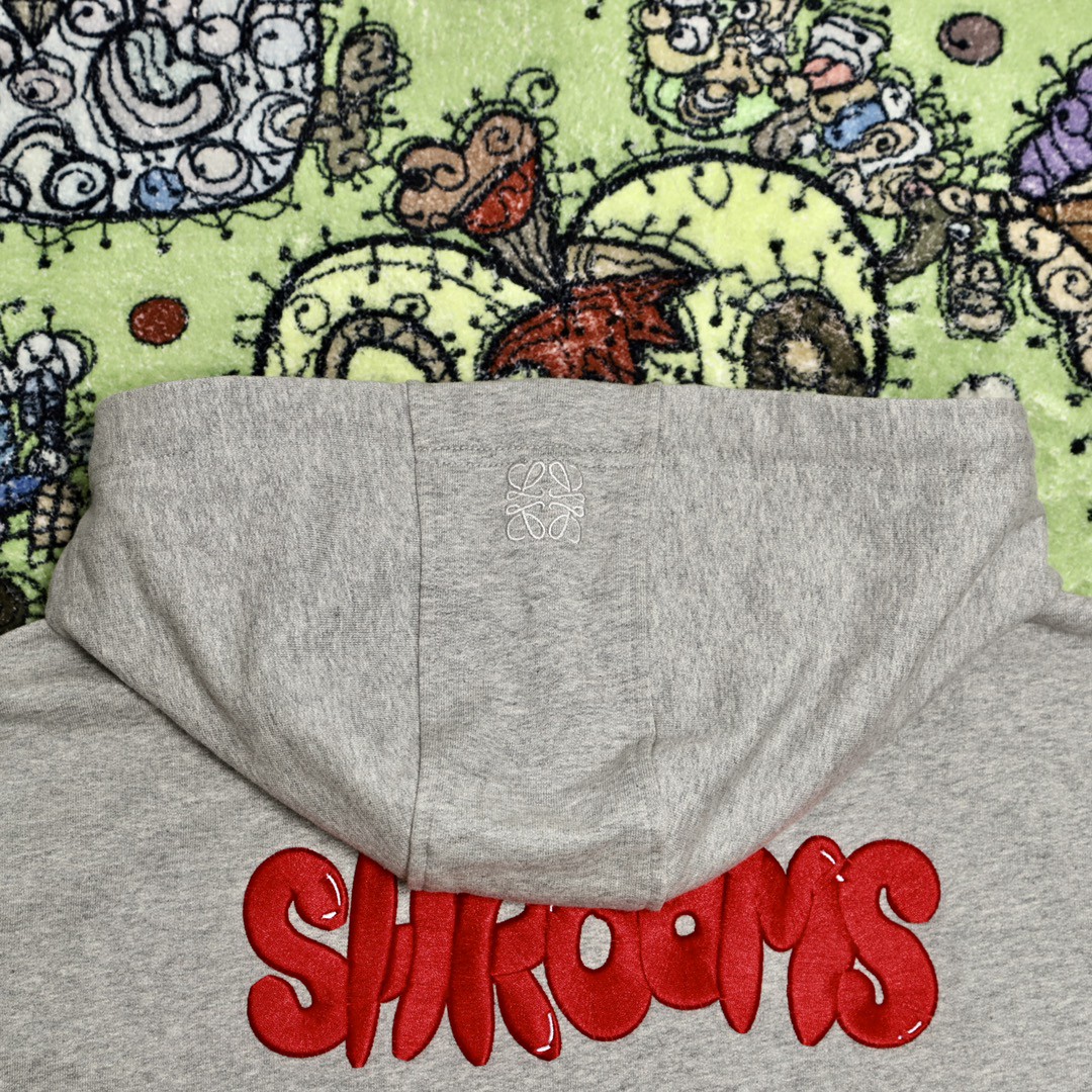 Loewe 罗意威 字母刺绣抽绳连帽卫衣 卫衣 秋冬 灰色 H526Y25X33-1440