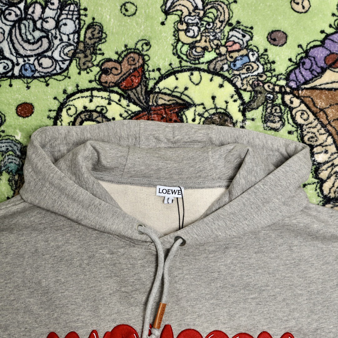 Loewe 罗意威 字母刺绣抽绳连帽卫衣 卫衣 秋冬 灰色 H526Y25X33-1440