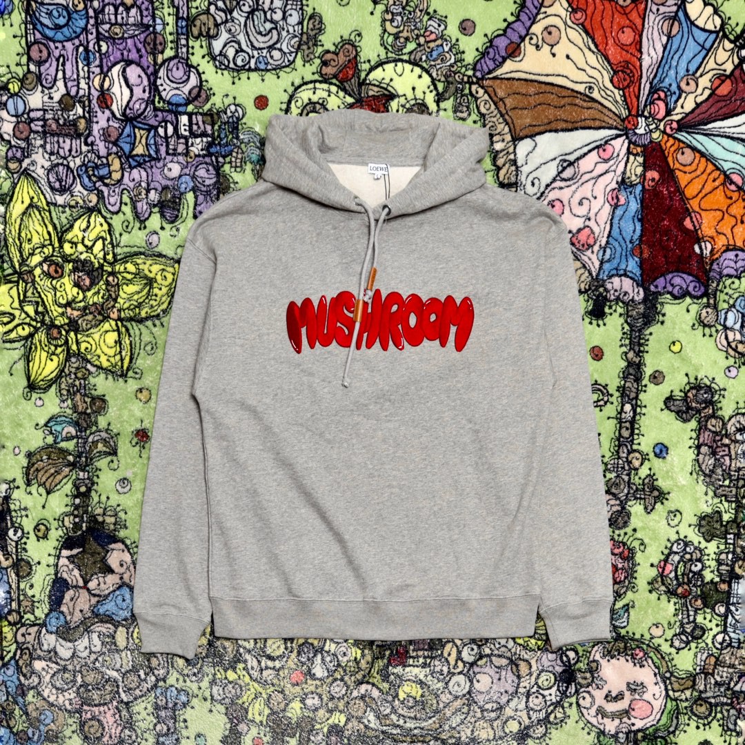 Loewe 罗意威 字母刺绣抽绳连帽卫衣 卫衣 秋冬 灰色 H526Y25X33-1440