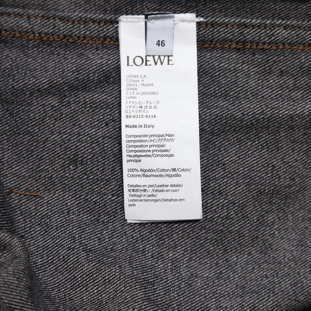 Loewe 罗意威 胸口皮口袋印花牛仔外套 衬衫 牛仔衣 长袖 秋冬 黑色