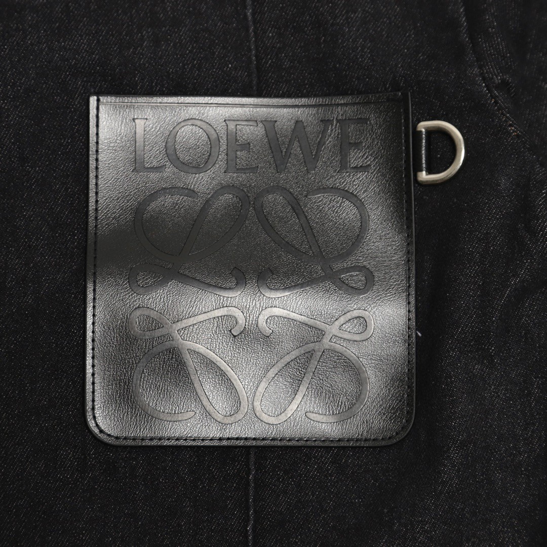 Loewe 罗意威 胸口皮口袋印花牛仔外套 衬衫 牛仔衣 长袖 秋冬 黑色