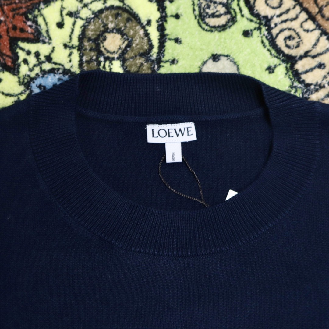 Loewe 罗意威 纯色爱心图案毛衣 羊毛衫 圆领 长袖 秋冬 蓝色 H526Y14KCJ-5110