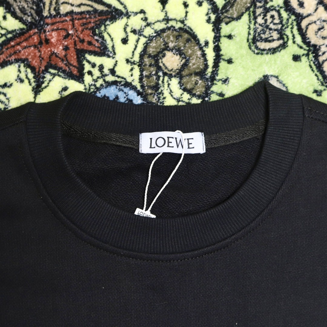Loewe 罗意威 胸口字母印花卫衣 圆领 长袖 秋冬 黑色