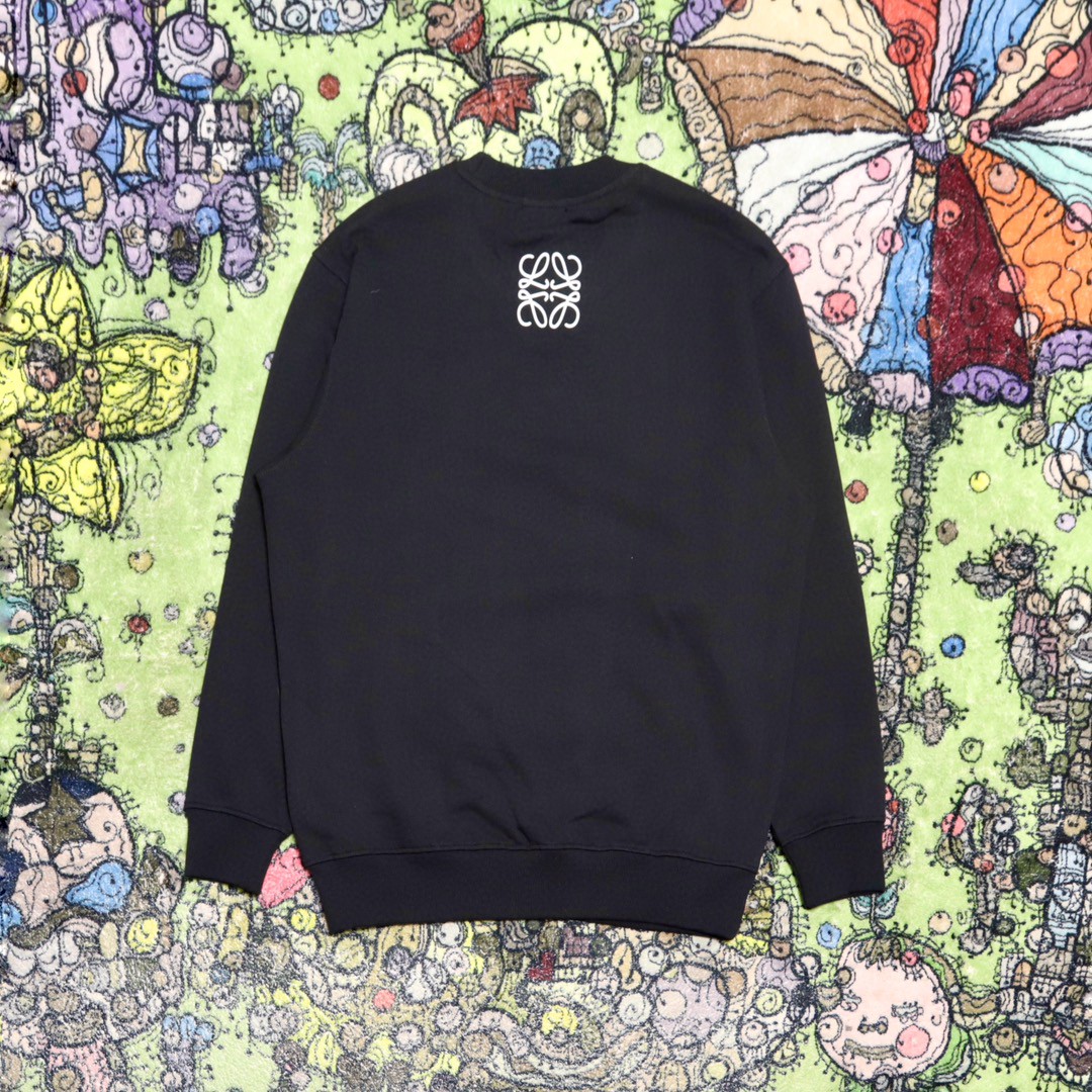 Loewe 罗意威 胸口字母印花卫衣 圆领 长袖 秋冬 黑色