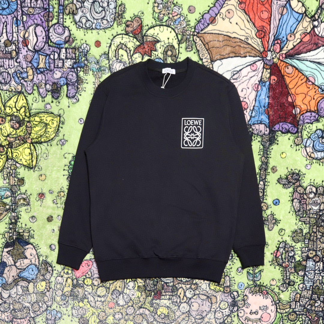 Loewe 罗意威 胸口字母印花卫衣 圆领 长袖 秋冬 黑色