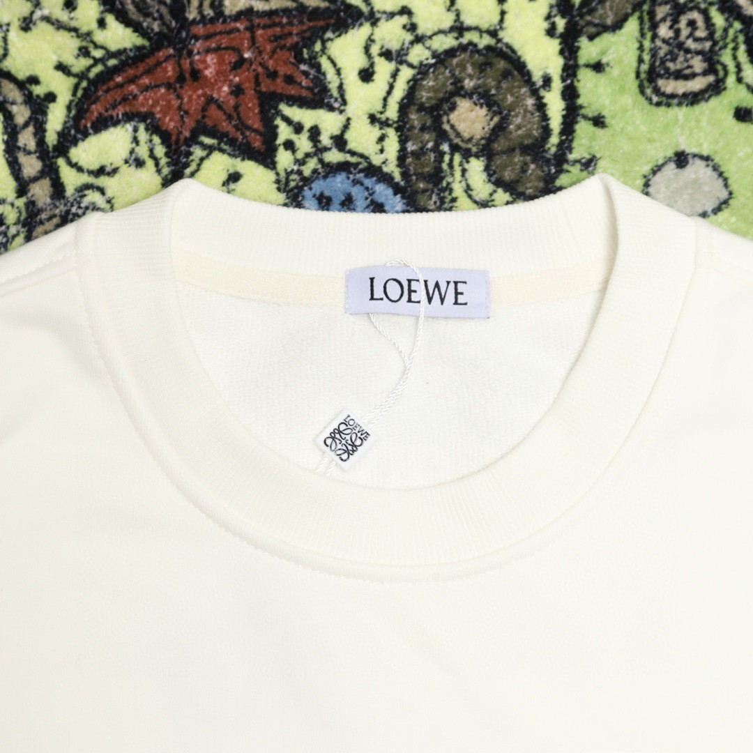 Loewe 罗意威 胸口字母印花卫衣 圆领 长袖 秋冬 白色