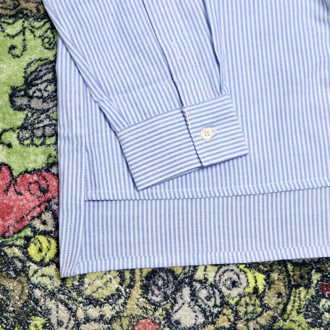 Loewe 罗意威 Anagram 压纹皮革胸袋条纹衬衫 长袖 秋冬 蓝色 H526Y05W32-2105