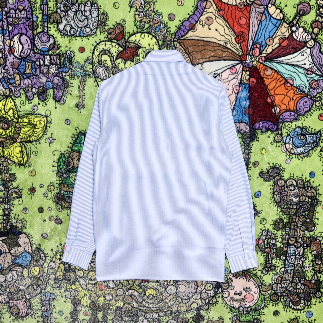 Loewe 罗意威 Anagram 压纹皮革胸袋条纹衬衫 长袖 秋冬 蓝色 H526Y05W32-2105