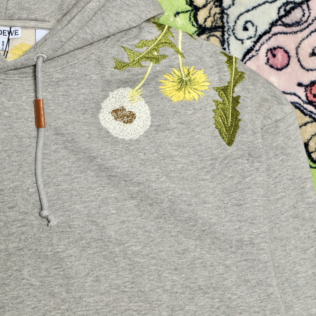 Loewe 罗意威 花卉刺绣抽绳连帽卫衣 卫衣 秋冬 灰色 H526Y25X22-1440