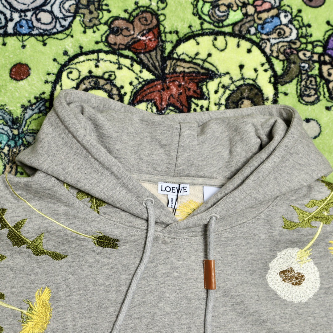 Loewe 罗意威 花卉刺绣抽绳连帽卫衣 卫衣 秋冬 灰色 H526Y25X22-1440