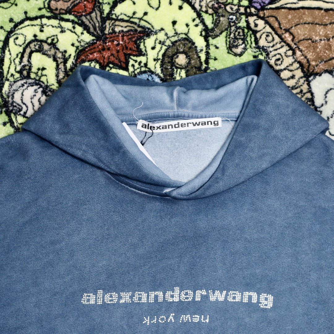 Loewe 罗意威 水洗字母水钻连帽卫衣 卫衣 秋冬 蓝色