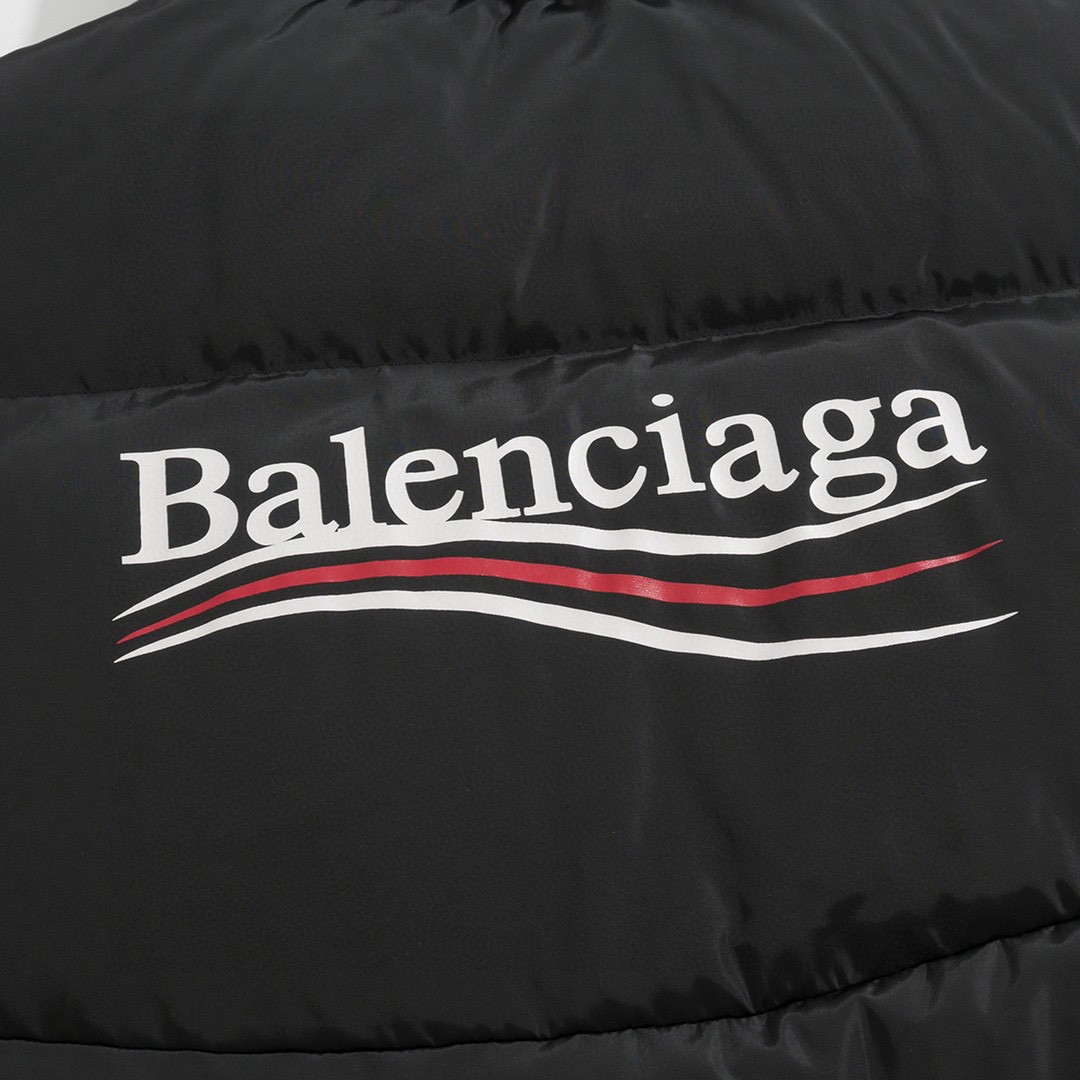 Balenciaga 巴黎世家 字母logo印花棉服马甲 背心 外套 秋冬 黑色 