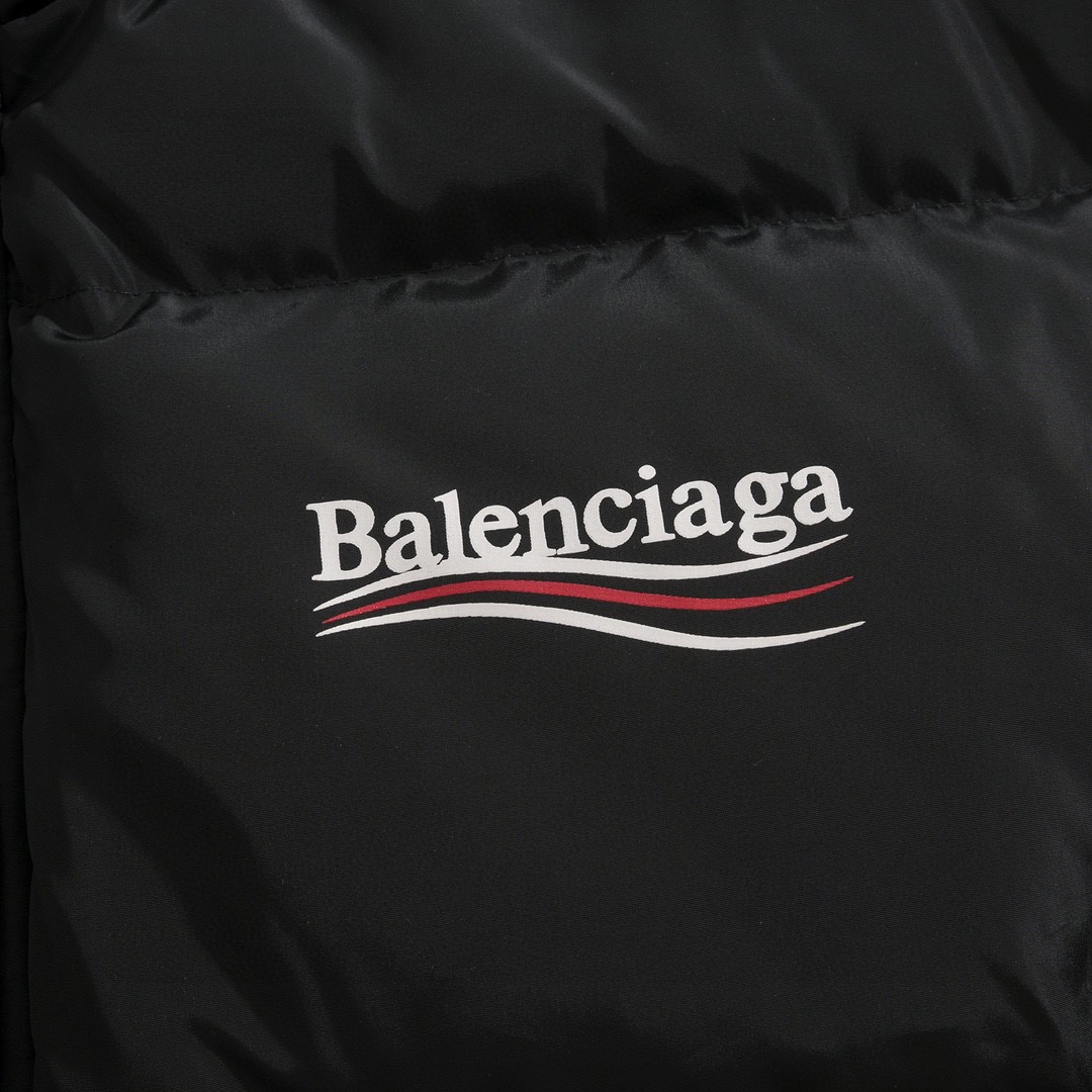 Balenciaga 巴黎世家 字母logo印花立领马甲 羽绒服 外套 保暖 黑色 762769TYD361000
