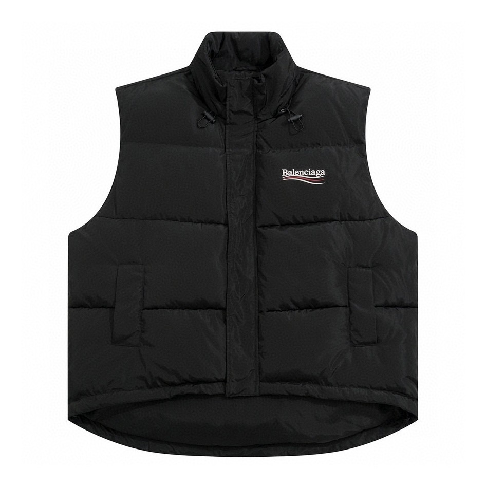Balenciaga 巴黎世家 字母logo印花立领马甲 羽绒服 外套 保暖 黑色 762769TYD361000