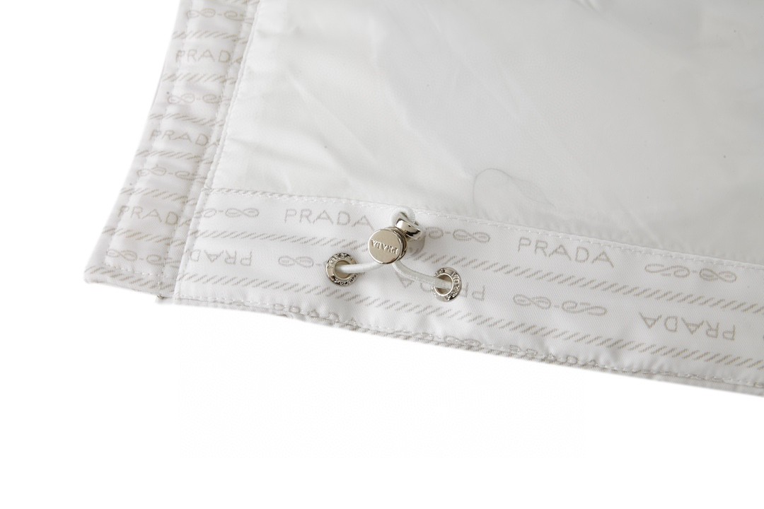 PRADA 普拉达尼龙提花拉链立领羽绒服 外套 保暖 白色 黑色