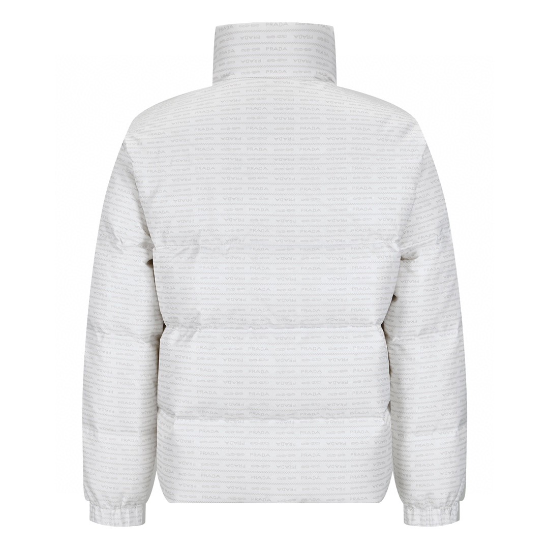 PRADA 普拉达尼龙提花拉链立领羽绒服 外套 保暖 白色 黑色
