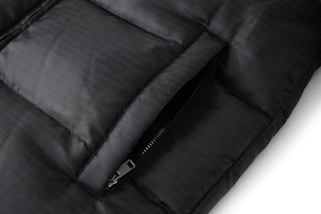 PRADA 普拉达 提花尼龙 羽绒服 长袖 保暖 冬款 男女同款 黑色 