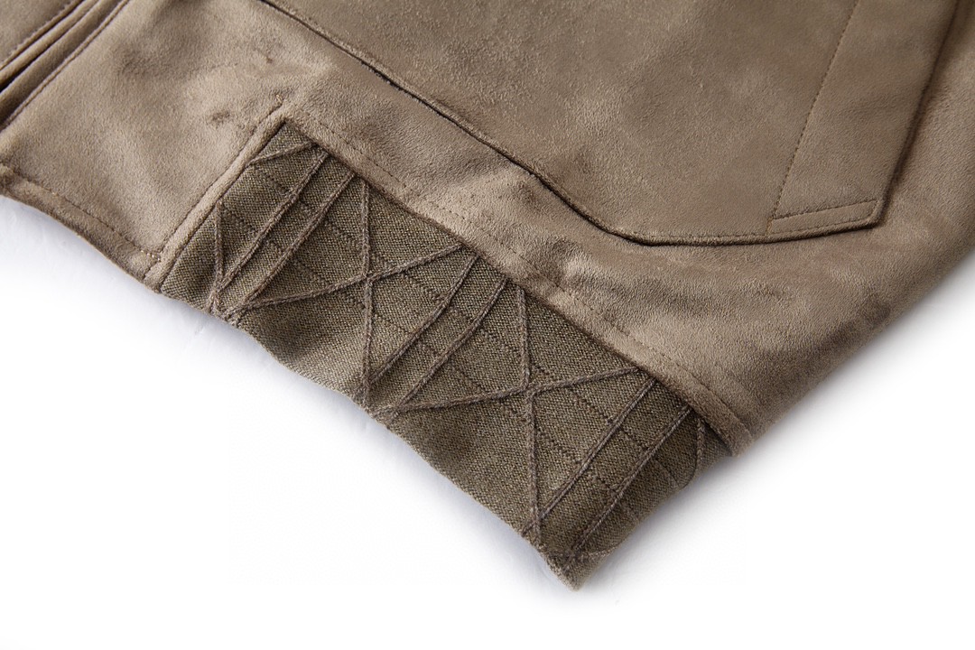 DIOR 迪奥 拼色袖翻领拉链牛皮夹克 麂皮 外套 长袖 秋冬款 棕色 383L419C0686-C188