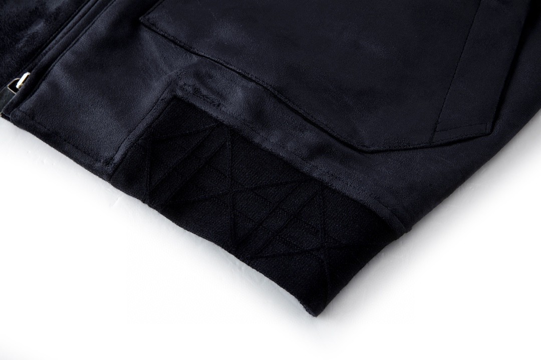 DIOR 迪奥 纯色翻领拉链牛皮夹克 麂皮 外套 长袖 秋冬款 煤炭